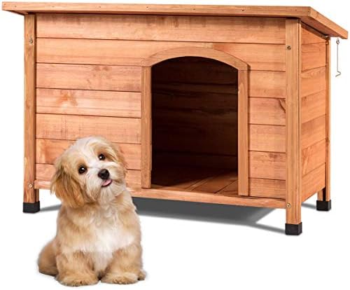 Casă de câini Tangkula, cabină de bușteni din lemn rezistentă la vreme în aer liber, mobilier pentru animale de companie, casă