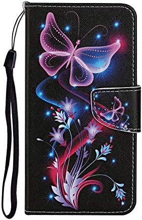 Carcasă multicoloră ShinyCase pentru Husă portofel Huawei Y7a Husă Flip din piele Folio PU cu suport moale TPU husă de protecție magnetică pentru Huawei P Smart 2021,fluture strălucitor