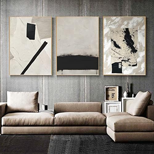 Negru alb gri, perete abstract artă gri bej pânză imprimeu gri alb -negru poze geometrice moderne pictură gri și alb imprimeuri de cerneală gri negru