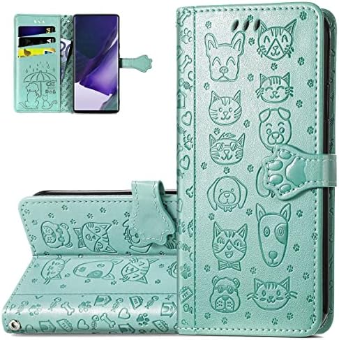 Monwutong portofel telefon caz pentru Samsung Galaxy S22 Plus, desene animate Cat Dog model PU piele caz cu incuietoare magnetice și numerar Card sloturi titularul capacul pentru Samsung Galaxy S22 plus CD Verde