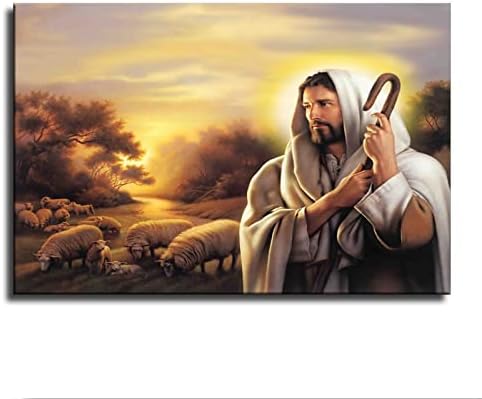 Simon Dewey - Bunul Păstor Iisus Hristos Poster Imagine Canvas Wall Art Artă Iisus cu Miel Poster pentru casă