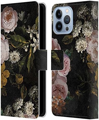 Modele de Huse pentru cap licențiate oficial UtArt Roses și Baby ' s Breath flori antice carte din piele portofel Husă compatibilă cu Apple iPhone 13 Pro Max