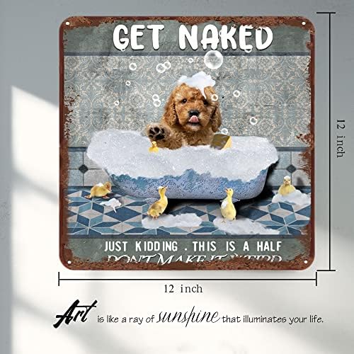 Get Naked Just Glumg, asta este o jumătate nu -l face ciudat de poodle câine vintage staniu semn de metal rustic de staniu