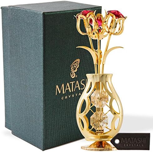 Cadou Matashi pentru mamă mâine livrare primordială - flori de vase pentru buchete cu cristale roșii și limpezi decorațiuni de tabletă pentru decorațiuni de masă - dormitor de sufragerie, 1 cadou pentru Ziua Mamei