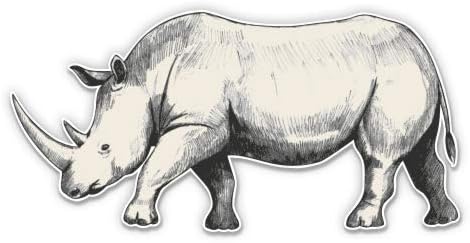 Rinoceros desenând rinocer - Autocolant de vinil de 3 - pentru telefon cu apă de apă pentru laptop auto - Decalitate impermeabilă