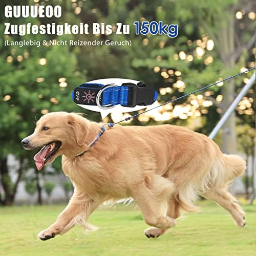 Guler de câini LED GUUUEOO, luminiți gulere pentru câini cu rezistență la tracțiune de până la 150 kg, USB reîncărcabil, impermeabil
