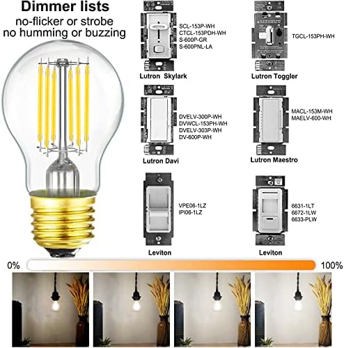 Bec LED Leools Dimmable A15 8W egal 100 watt Vintage LED Edison bec alb neutru 4000K AC120V 900lm E26 bec LED pentru ventilator