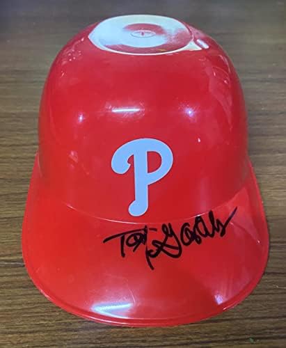 Tony Gonzalez Philadelphia Phillies autograf mini casca. Casca poate avea unele zgârieturi pe ea, acest lucru este vândut ca