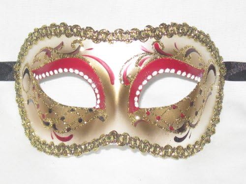 Masca de mascaradă roșie Colombina Anna Eco Venețiană