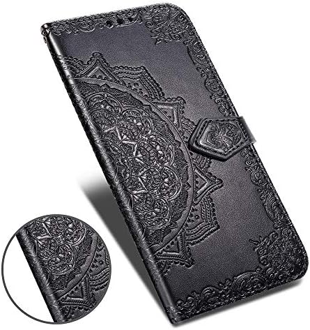LEECOCO Oneplus 7t caz Premium PU piele Flip portofel caz Mandala relief corp complet protecție Flip Stand Card Holder magnetice