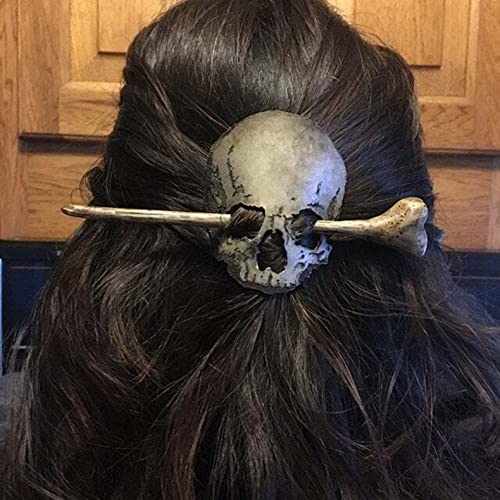 Zitiany Skull Pin Pin Stick Side cu os fals, retro Craniu Morți Mothpin Accesorii de păr din rășină pentru femei, Barrettes