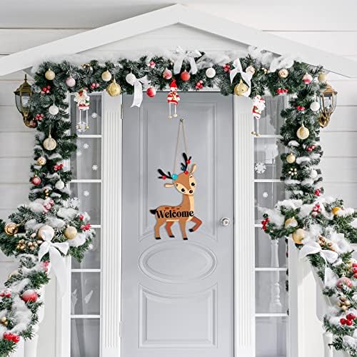 Tinlade de Crăciun agățat Moș Crăciun Sign elk Bun venit semn din lemn Moș Crăciun elk elk interior în aer liber decor de ornament