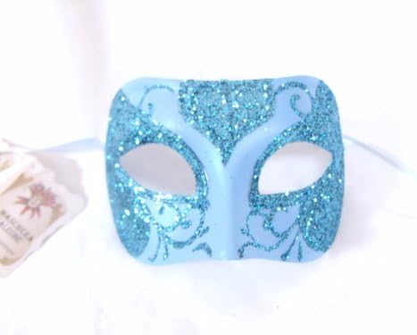 Masca de mascaradă venețiană cu sclipici albastru deschis