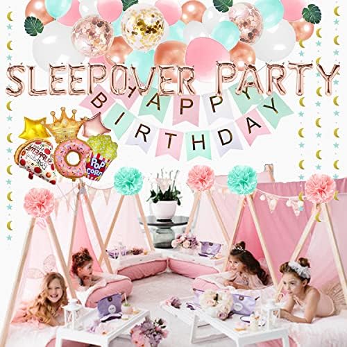 Sleepover Birthday Party Decoratiuni pentru Fete Baieti, Sleepover Birthday Party Supplies Girl Boy Teens, Pijamale somn Spa