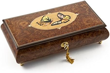 Aruncate manual cu 30 de note Wood Tone Twin Butterfly Inlay Music Bijuterii cutii - Moon River
