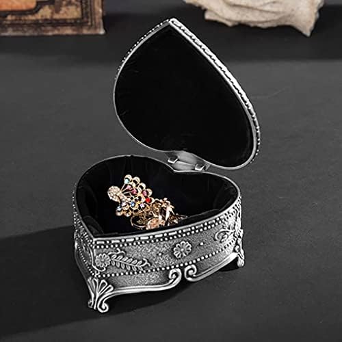 ZCMEB cutie de bijuterii vintage inele metalice colier depozitare caz cercei În formă de inimă Organizator cadou pentru fete