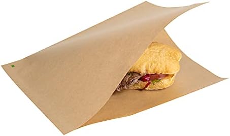 Sac Tek Kraft hârtie mare dublu deschis sac-Greaseproof-10 x 9 - 100 count box-Restaurantware