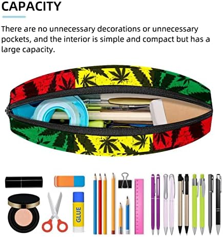 Carcasă de creion Guerotkr, pungă de creion, cutie de creion, carcasă creion estetică, model de frunze negre cu dungi colorate