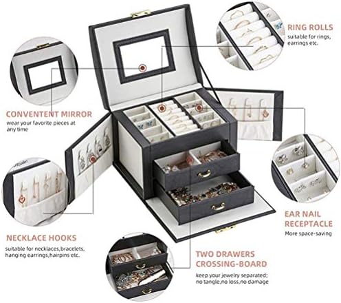 Bijuterii Cercei cu capacitate de mare capacitate Colier cu oglindă cu ceasuri de bijuterii sertare cu cutie de depozitare