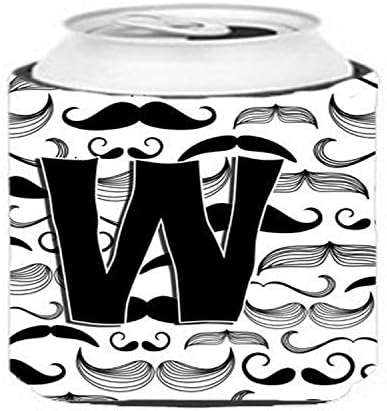 Caroline's Treasures CJ2009-WCC Litera W Mustache Inițial Can sau Bottle Hugger, Can Mânecă Hugger Mașină Băutură lavabilă