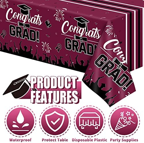 Decorațiuni pentru petrecerea de absolvire 2023, Burgundia gradații Banner fundal față de masă balon Garland Arch Kit, clasa