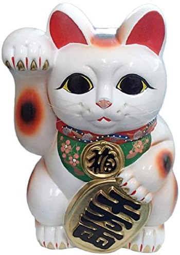 Made in Japan Lucky Cat 13 '' Tokoname White Maneki Neko Porțelanul drept