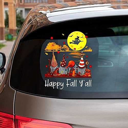 Happy Fall Y'all Patru Gnomi Sezonul de toamnă Halloween Vrăjitor Decalare autocolant Decal/autocolant