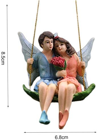Walbest cupluri Figurină pentru anive | Statui de grădină cu carton iubitor iubitor de mână pictat manual sculptură pandantiv