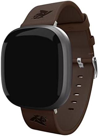 Timp de joc Carolina Panthers Premium din piele ceas trupa compatibil cu Fitbit Versa 3 și Sense