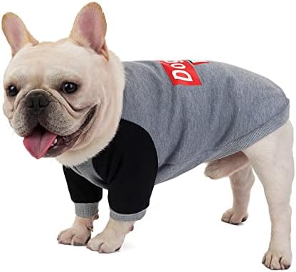 Zunea Dog Dog pulover Pulover Palton pentru cățelușul Bulldog francez Bumbac Cuppy Pattat Geacă caldă cu vreme rece pentru animale de companie haine pentru bulldogs Pitbulls gri s