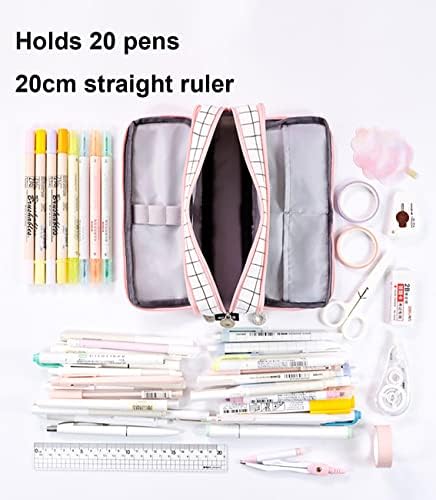 Ehope cu capacitate mare de creion carcasă 3 compartimente pungă de creion portabilă de depozitare mare pânză creion pentru școlar elev adolescent băiat