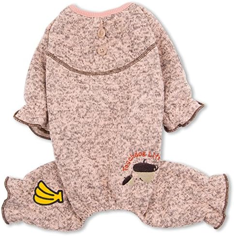 TouchDog „Bark-Zz” Designer de modă Bumbac moale cu corp complet pentru animale de companie termale pentru pijamale de salopetă, mediu, roz