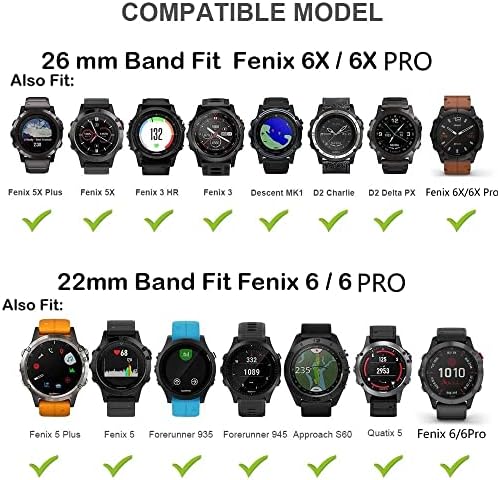 IOTUP 26 22mm Quickfit Watch Band pentru Garmin Epix/Fenix ​​7X 7 Solar 6x Pro 5 5x Plus/Descent Mk2I Titanium Metal curele