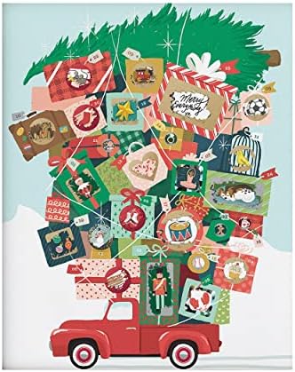Inkling Scratch Off mesaj personalizat calendar de vacanță Advent, camion roșu cu cadouri de pom de Crăciun