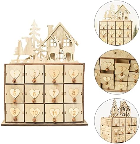 Nuobesty numărătoarea inversă până la Crăciun din lemn DIY Advent Calendar cu Xmas copac casa decorare 24 zi din lemn Advent
