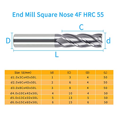 Carbură End Mills Set pentru oțel HRC55 Altinpt acoperire Tungsten oțel freza Cutter