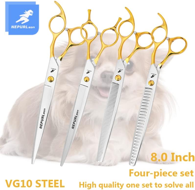 Foarfece profesionale de îngrijire a câinilor de 8,0 inchi Foarfece curbate mai subțiri pentru câini subțierea părului animalelor