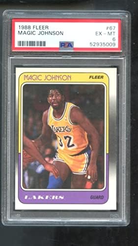 1988-89 Fleer 67 Magic Johnson PSA 6 Carte de baschet gradat NBA 1988 1989 Los Angeles Lakers