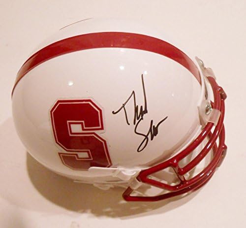 David Shaw a semnat mini cască de fotbal Stanford Cardinal cu mini căști de colegiu cu autografe COA