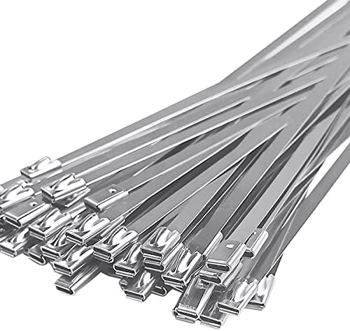 Capacii de șuruburi de cablu metalice de 50 pc, 304 legături de cablu din oțel inoxidabil, înveliș de eșapament de blocare