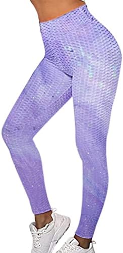 Jambiere pentru femei, jambiere pentru femei Pantaloni de Yoga cu talie înaltă Tie Dye Scrunch Butt Lift colanți elastici