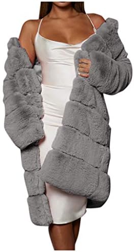 Iyyvv femei plus dimensiuni faux haina de blană caldă cu blană caldă cu mânecă lungă cu mânecă lungă
