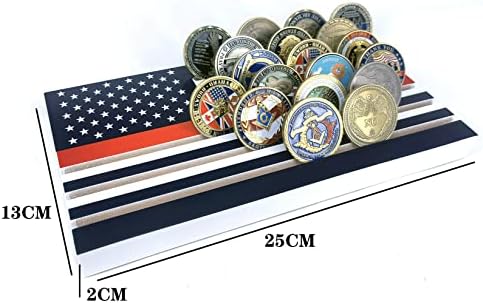 Woerda American Flag Flag Holder, 6 rânduri Challenge Afișare monede Stand Stand Blue Line Blue Monede Case de afișare deține