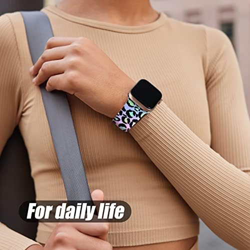 Lhwinyi compatibil cu leopard Apple Watch Band pentru femei 38mm 40mm 41mm 42mm 44mm 45mm 49mm, benzi iwatch print de ghepard