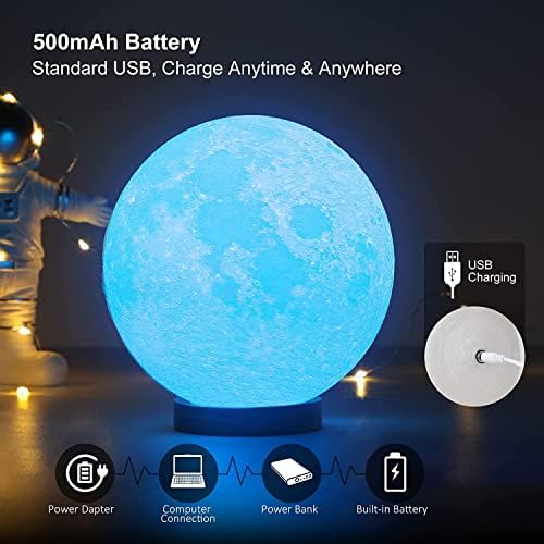 FLRYBRG 7.1 inch Rotativ Moon Lamp 16 culori LED Night Light imprimare 3D Moon Light Cu Stand & amp; Remote / Touch Control