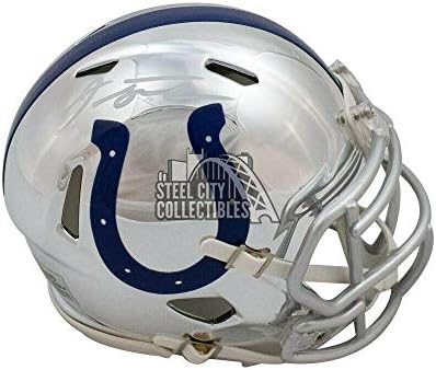 Jonathan Taylor Autograf Indianapolis Colts Mini Cască Cromată-Fanatici-Mini Căști De Colegiu Autografate