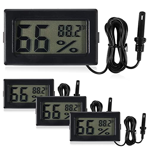 Diitao Mini higrometru termometru contor cu sondă, contoare digitale de umiditate a temperaturii interioare afișaj LCD Fahrenheit