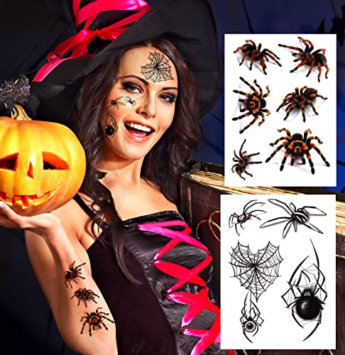 KOTBS 12 foi de păianjen pentru față, de Halloween Decaluri de față Tatuaje temporare păianjen