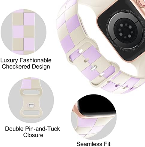 Benzi de designer de lux de lux compatibil cu Apple Watch Band 42mm 44mm 45mm 49mm pentru femei pentru femei, moale Silicon