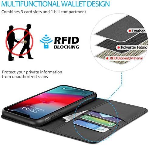 Husă SHIELDON iPhone XR, husă din piele naturală Flip iPhone Xr Portofel Cu blocare RFID Suport Card de Credit Husă rezistentă